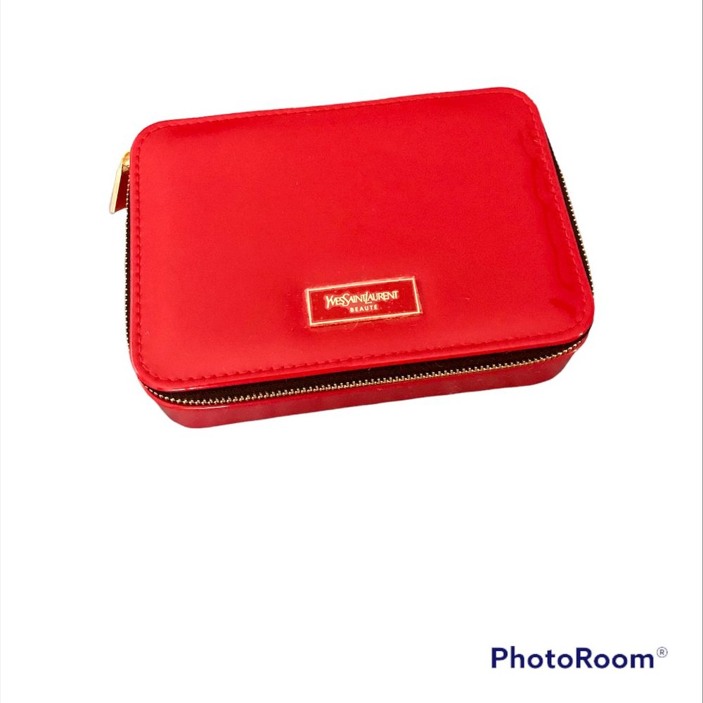 Yves Saint Laurent Red Cosmetic Case with Gold Hardware